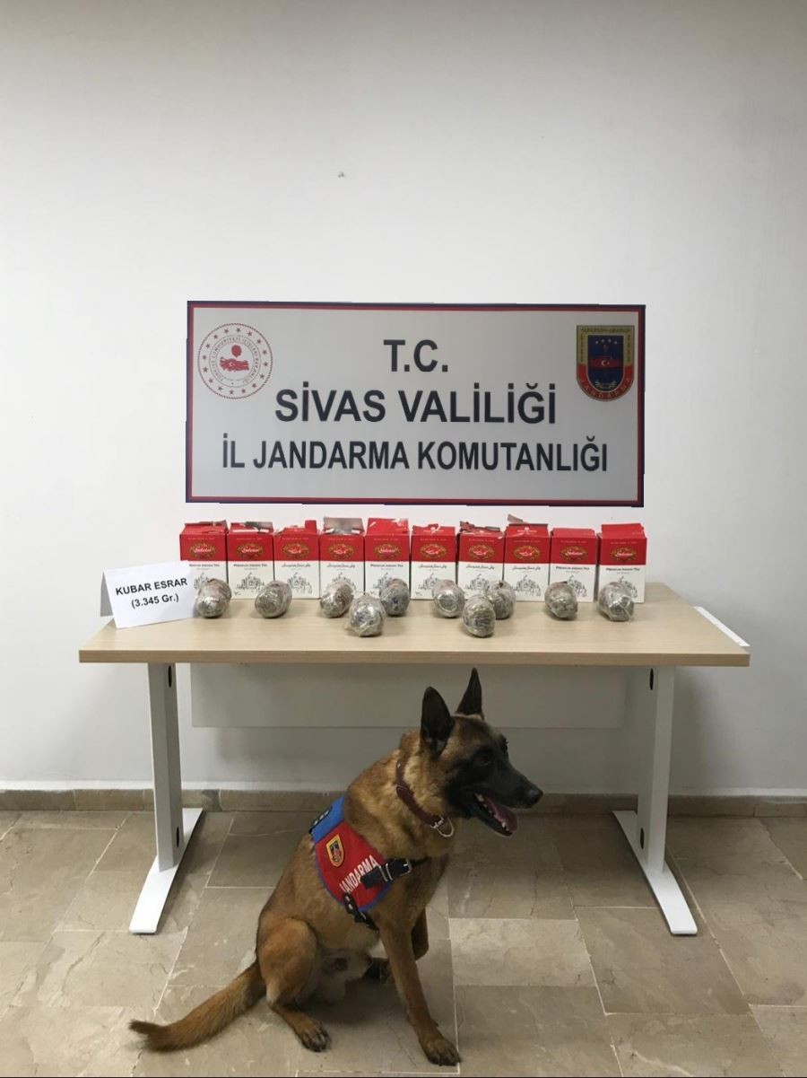 Sivas’ta 3 kilo 740 gram esrar ele geçirildi 