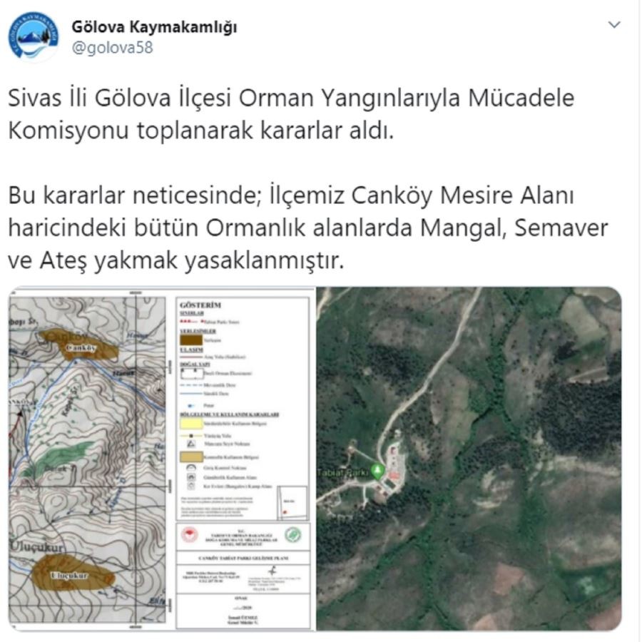 Gölova ilçesinde ormanlık alanlarda da mangal, semaver ve ateş yakmak yasaklandı