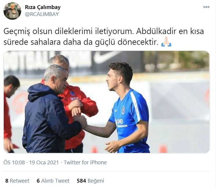 Çalımbay’dan Abdülkadir Ömür için geçmiş olsun mesajı