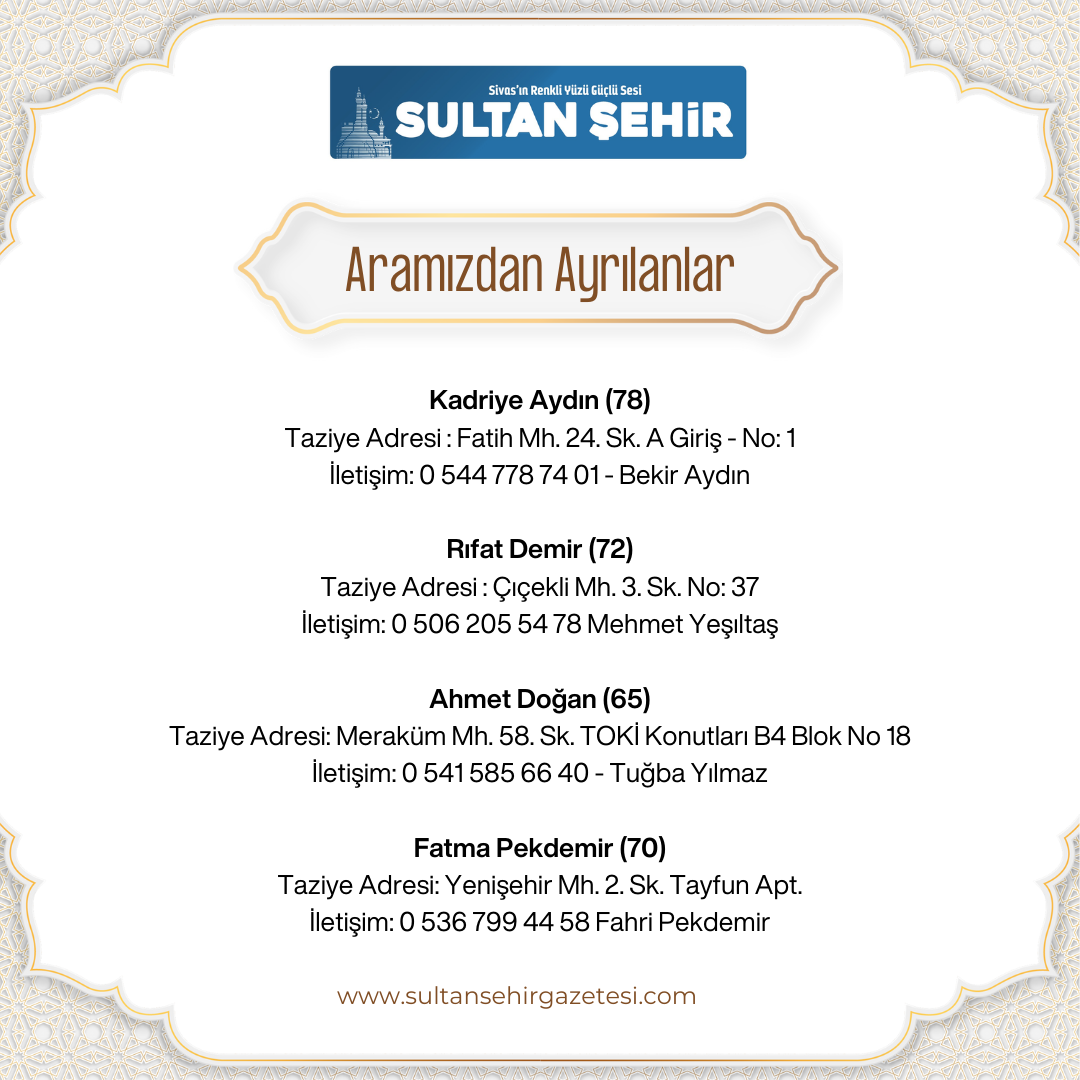 29.07.2023 ARAMIZDAN AYRILANLAR