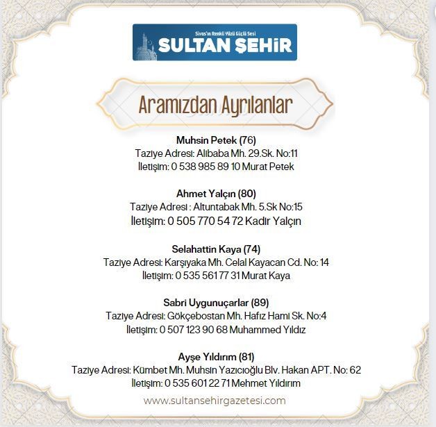 31.07.2023 ARAMIZDAN AYRILANLAR