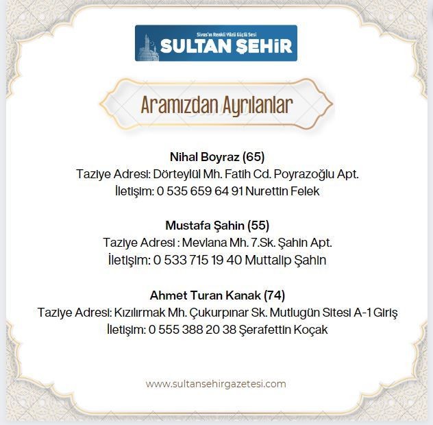 01.08.2023 ARAMIZDAN AYRILANLAR