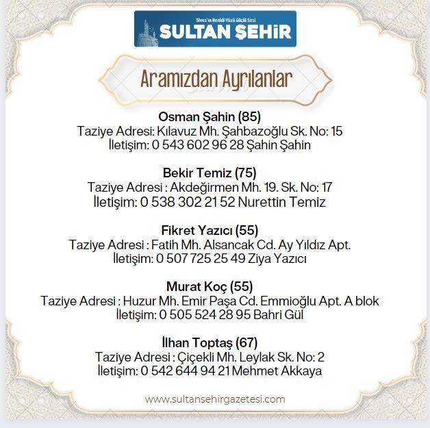 10.08.2023 ARAMIZDAN AYRILANLAR