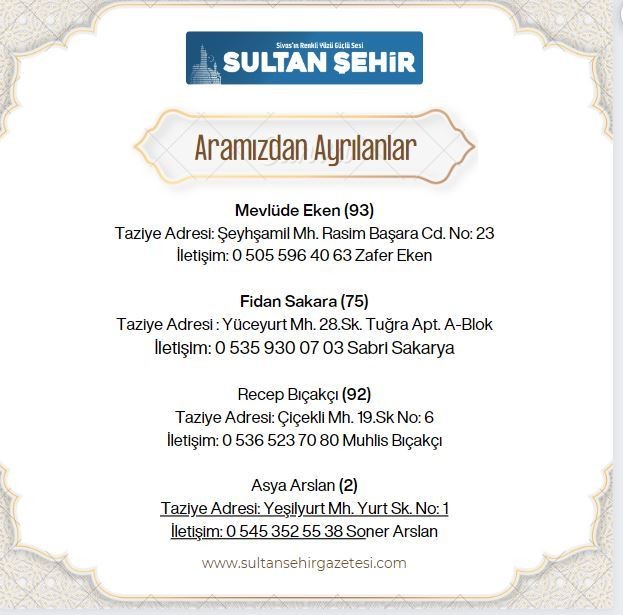 Aramızdan Ayrılanlar