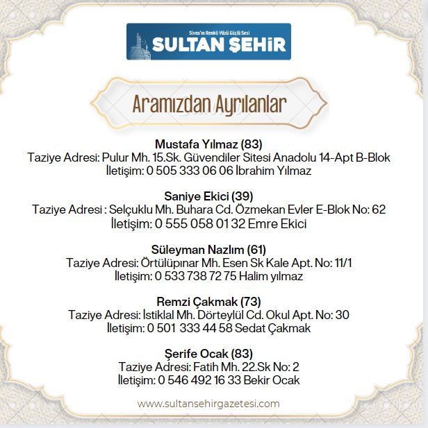 03.08.2023 ARAMIZDAN AYRILANLAR