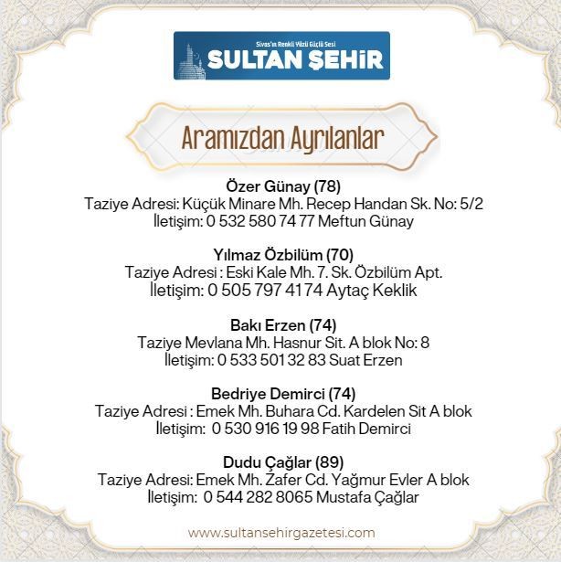 05.08.2023 ARAMIZDAN AYRILANLAR